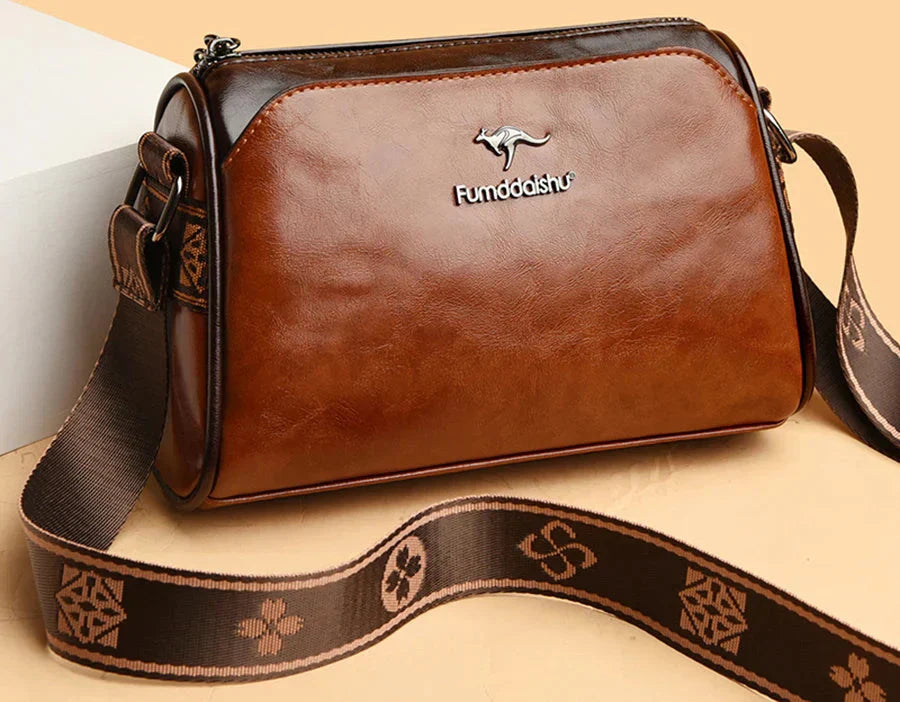 Damen Retro Lederhandtasche 