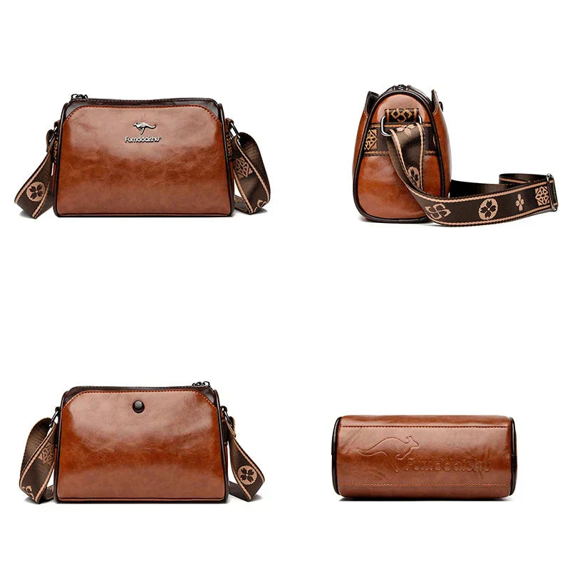 Damen Retro Lederhandtasche 