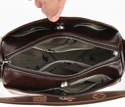 Damen Retro Lederhandtasche 