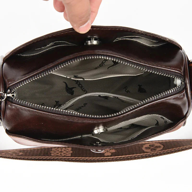 Damen Retro Lederhandtasche 
