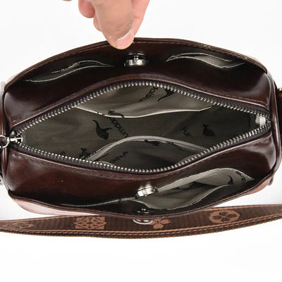 Damen Retro Lederhandtasche 