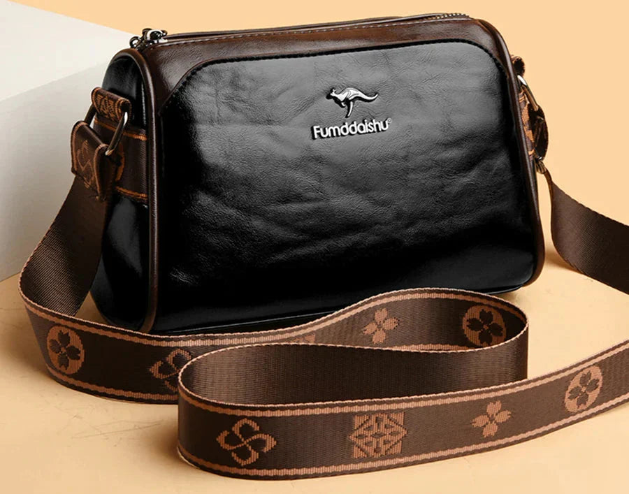 Damen Retro Lederhandtasche 