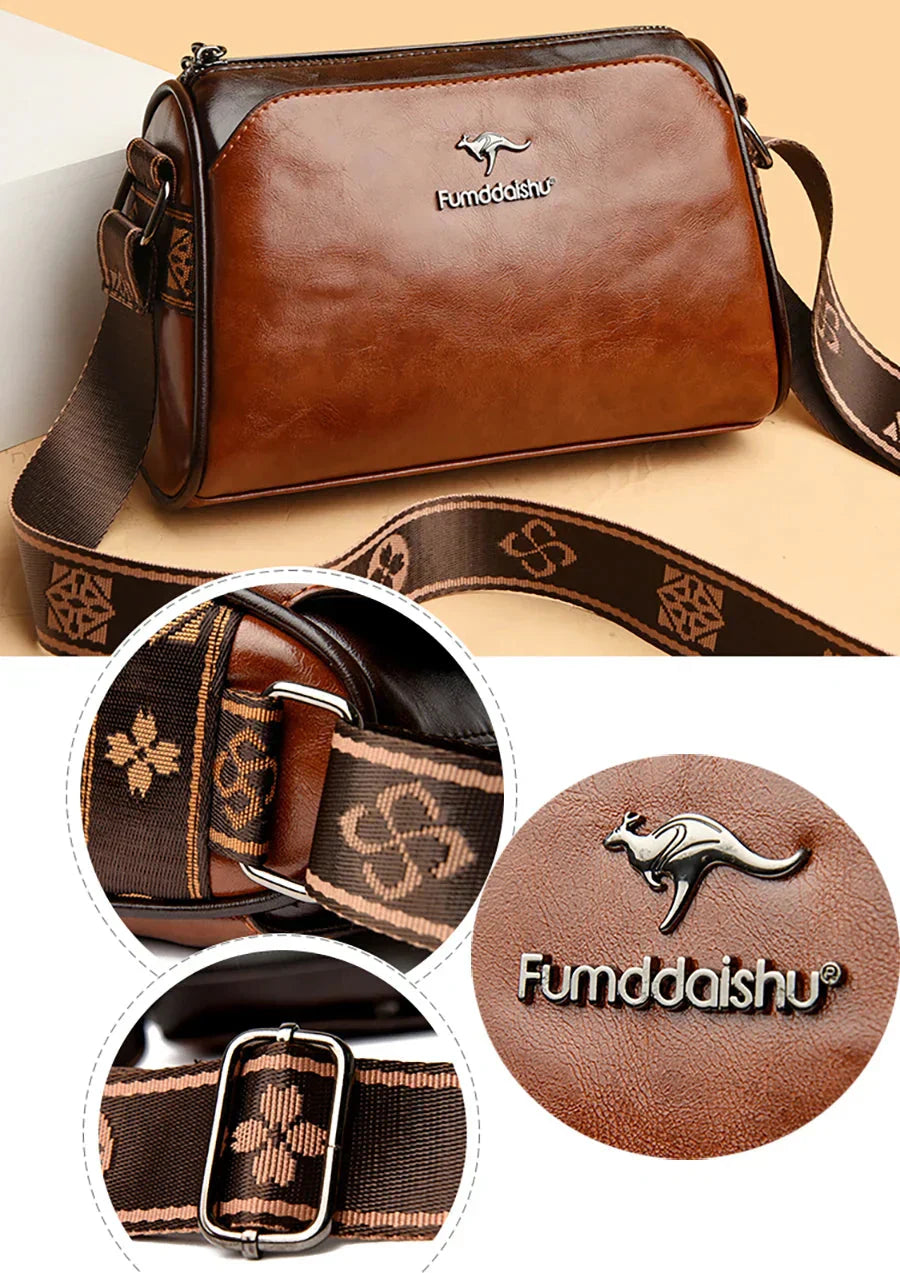 Damen Retro Lederhandtasche 