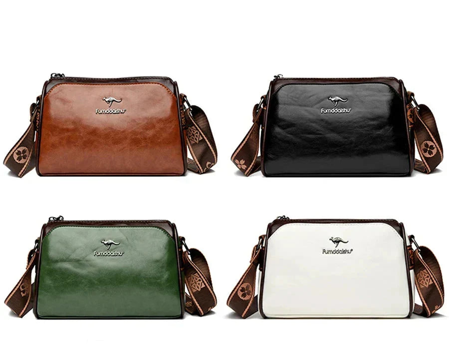 Damen Retro Lederhandtasche 