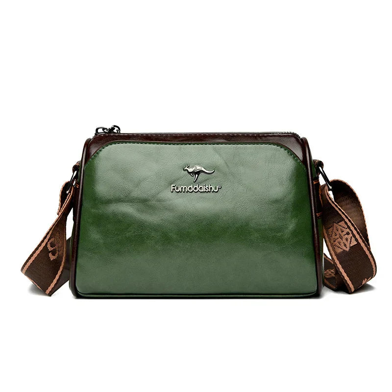 Damen Retro Lederhandtasche 