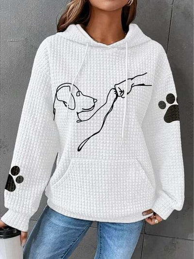 Betsy – Kapuzenpullover mit Waffelmuster und Pfotenabdruck