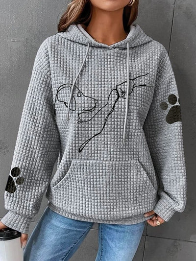 Betsy – Kapuzenpullover mit Waffelmuster und Pfotenabdruck