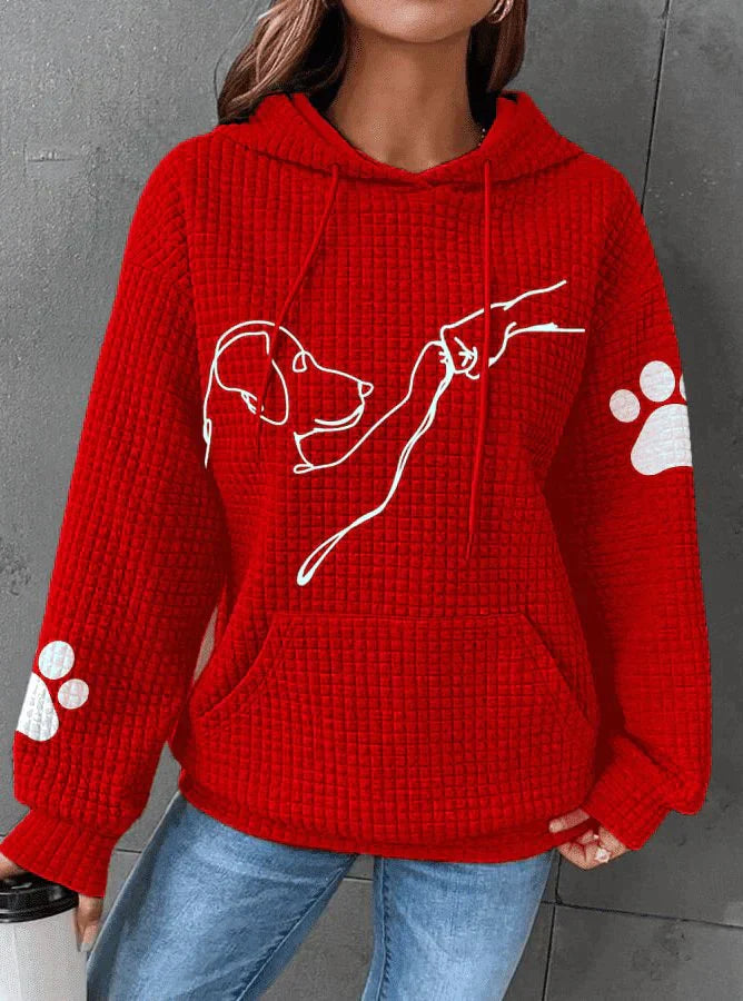 Betsy – Kapuzenpullover mit Waffelmuster und Pfotenabdruck