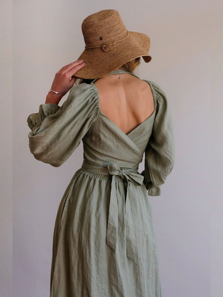 Aviana – Elegante Vendbar Maxikjole mit Pufærmer 