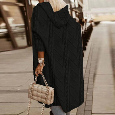 Jelone – Verlängerte Strickjacke mit Kapuze 